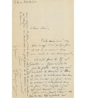 CHARPENTIER Gustave. Compositeur de musique lyrique. Elève de Massenet. Grand prix de Rome. Lettre Autographe (Réf. G 2505)