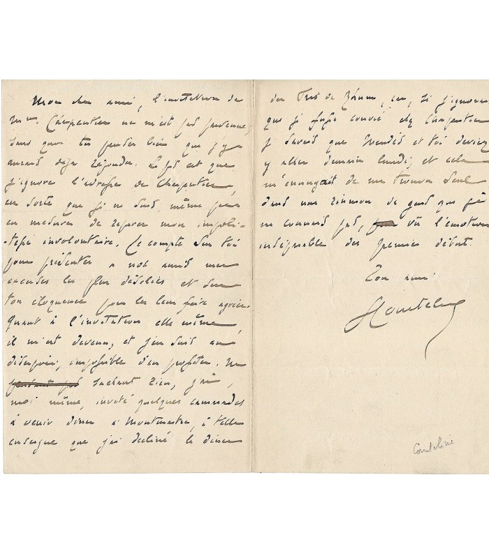 COURTELINE - de son vrai nom Georges Moinaux. Dramaturge. Lettre Autographe à Desmoulins (sans date) (Réf. G 3503)