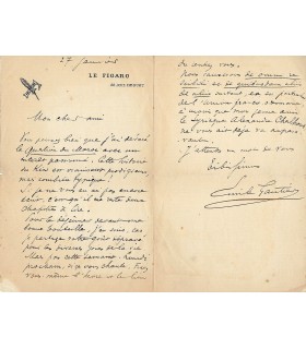 GAUTIER Emile Jean-Marie. Journaliste. Lettre autographe à un historien au sujet de La Question du Maroc (Réf. G 4182)