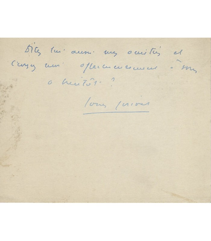 JOUVET Louis. Acteur célèbre, metteur en scène. Carte autographe (Réf. G 5309)