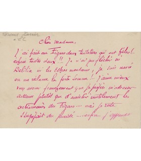 LEROUX Xavier. Compositeur. Grand Prix de Rome en 1885. Carte  autographe (Réf. G 33)