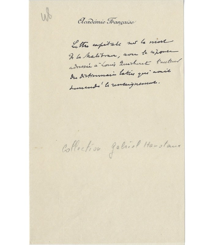 (MALIBRAN LA), célèbre soprano. 2 lettres (HANOTAUX et QUICHERAT) relatives à la Malibran (G 1503)