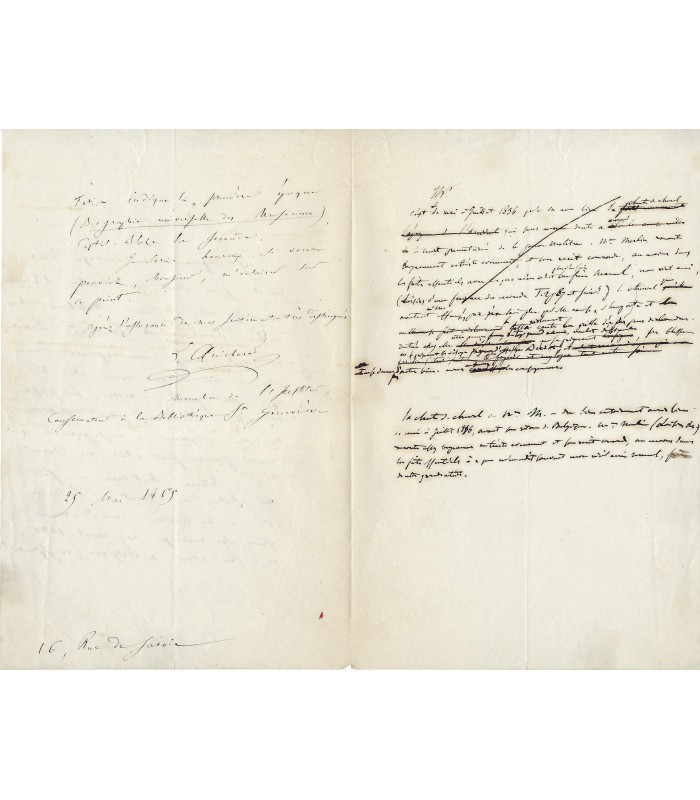 (MALIBRAN LA), célèbre soprano. 2 lettres (HANOTAUX et QUICHERAT) relatives à la Malibran (G 1503)