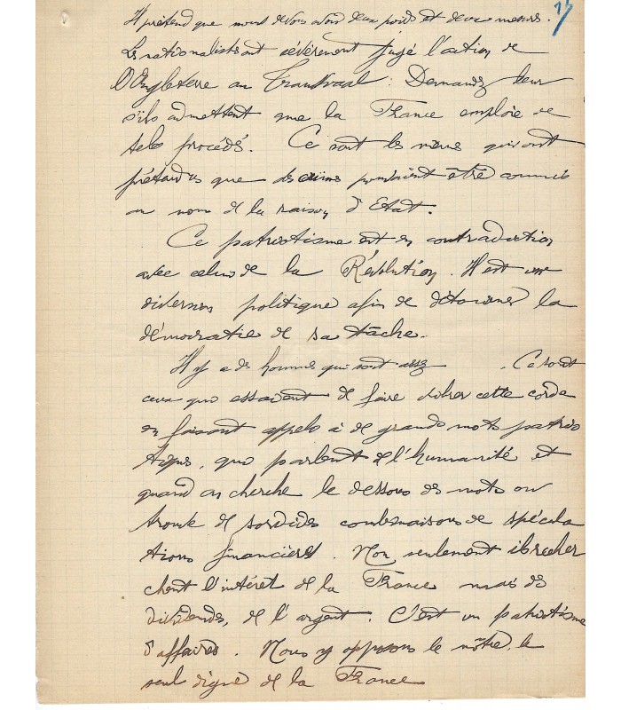 PRESSENSE Francis DEHAUT DE. Membre fondateur de la LIGUE DES DROITS DE L'HOMME. - Manuscrit AUtographe d'E. GALLET.