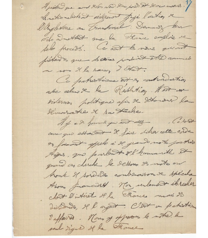 PRESSENSE Francis DEHAUT DE. Membre fondateur de la LIGUE DES DROITS DE L'HOMME. - Manuscrit AUtographe d'E. GALLET.