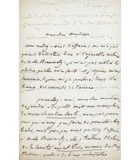 SCUDO PAUL. Musicographe. Lettre autographe, 28 mars 1867 (Réf. G 1689)