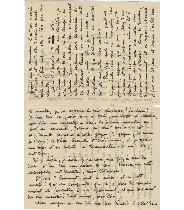 ZAMACOIS Miguel. Poète et auteur dramatique. Lettre autographe à une amie, 19 juillet 1914 (Réf. 4533)
