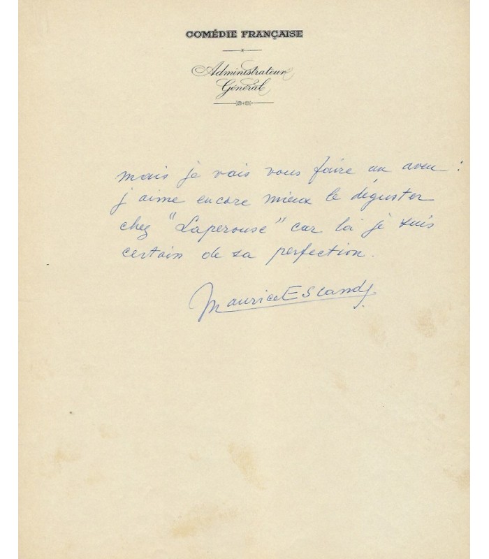 COMEDIE-FRANÇAISE. Ensemble de 8 lettres de pensionnaires ou sociétaires