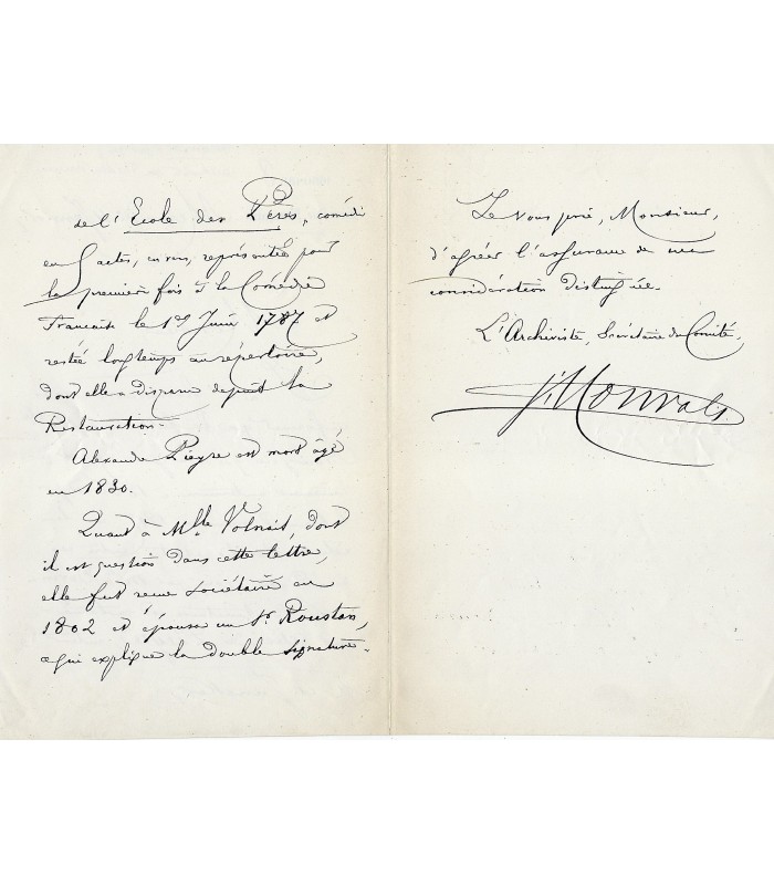 COMEDIE-FRANÇAISE. Ensemble de 8 lettres de pensionnaires ou sociétaires