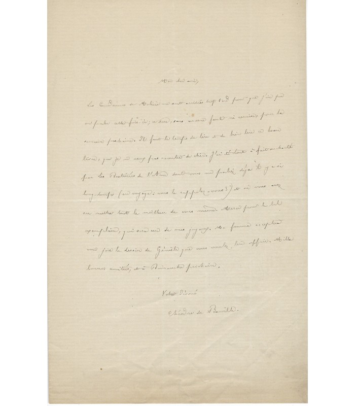 BANVILLE (Théodore de). Lettre autographe à Houssaye (G 380)