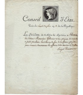 BIGOT DE PREAMENEU Félix, avocat et juriste. Lettre autographe (E 10615)