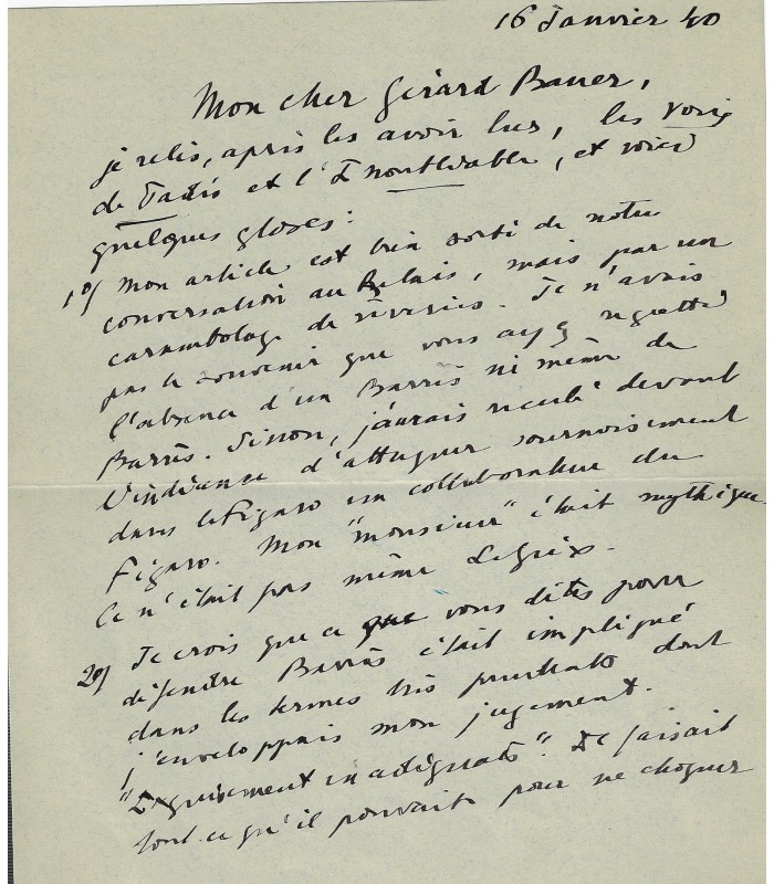 DRIEU La Rochelle, écrivain. Lettre Autographe (G 3663)