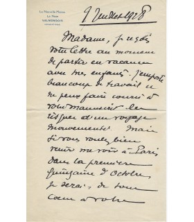 DUHAMEL Georges, écrivain. Lettre autographe (E 10489)