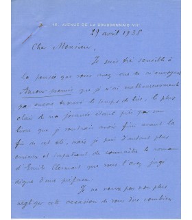 GREEN Julien, écrivain américain de langue française. Lettre autographe (G 10623)