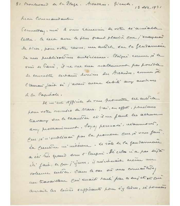 HAUTERIVE Ernest Lecourt d', historien et officier. 6 Lettres autographes (G 504)