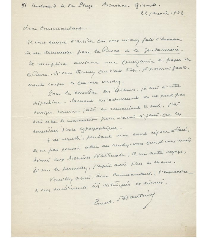 HAUTERIVE Ernest Lecourt d', historien et officier. 6 Lettres autographes (G 504)