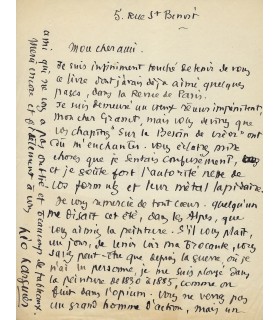 LARGUIER Léo, poète et nouvelliste, "figure" de St Germain des Prés. Lettre autographe (E 10628)