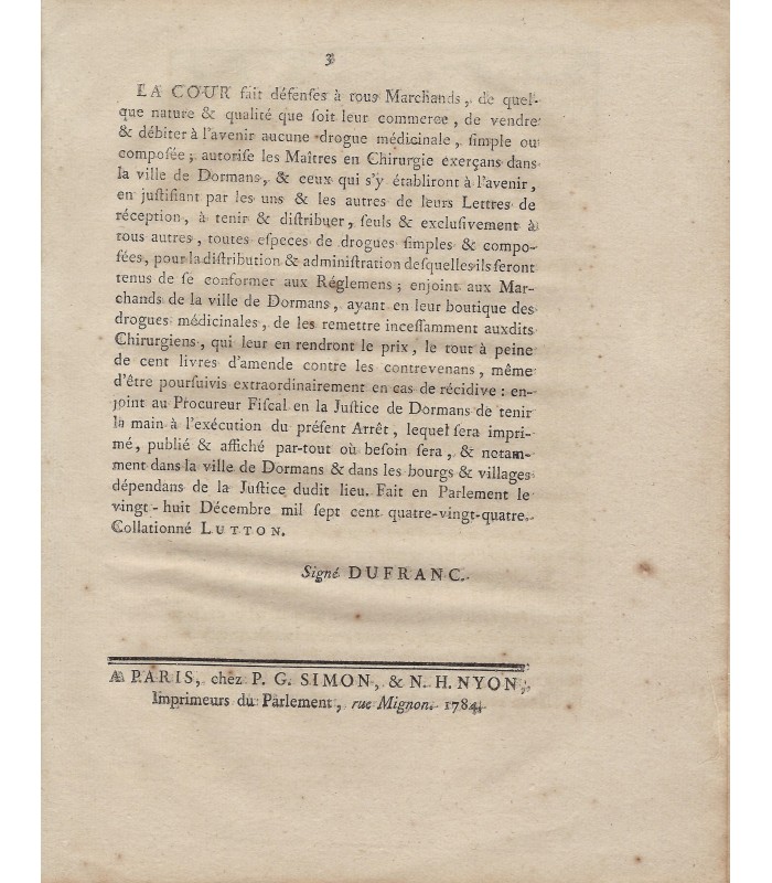 MEDECINE - Pièces imprimées sur des pratiques médicales ou thérapeutiques (G 5603)