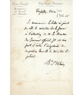 BARTHELEMY-SAINT-HILAIRE (Jules). Journaliste, homme d'Etat. Lettre autographe (G 5068)