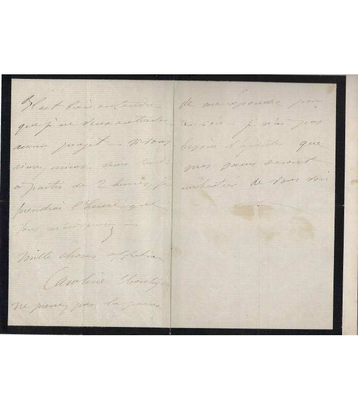 MONTIGNY-REMAURY (Caroline), pianiste virtuose, élève de Liszt. Lettre autographe (G 2069)