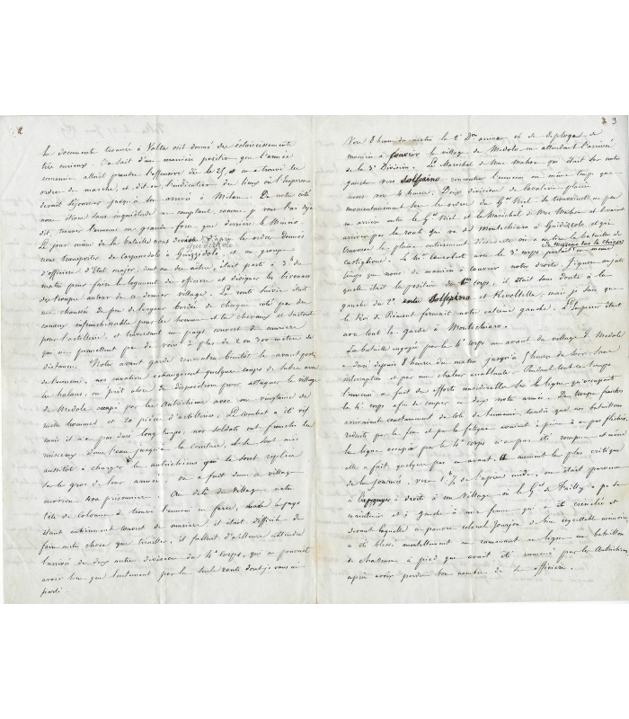 SOLFERINO Bataille de. Lettre autographe (G 1330)