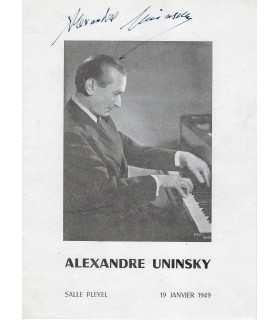 UNINSKY Alexandre, pianiste américain d'origine ukrainienne. Programme de concert signée (G 2809)