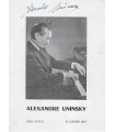 UNINSKY Alexandre, pianiste américain d'origine ukrainienne. Programme de concert signée (G 2809)