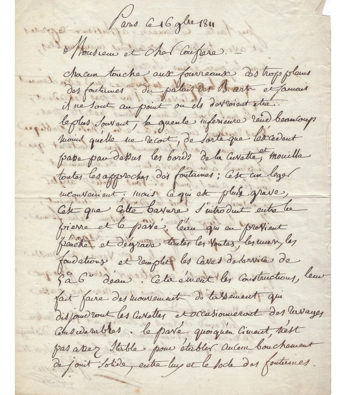 VAUDOYER Antoine, architecte. Lettre autographe (G 3793)