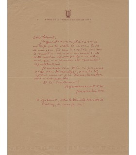 VOX Maximilien, graveur, illustrateur et historien de la lettre et de la typographie. Lettre autographe (E 10646)