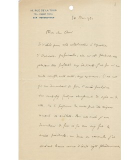 WALLON Henri, psychologue, médecin, spécialité en psychologie et education de l'enfant. Lettre autographe (G 1444)