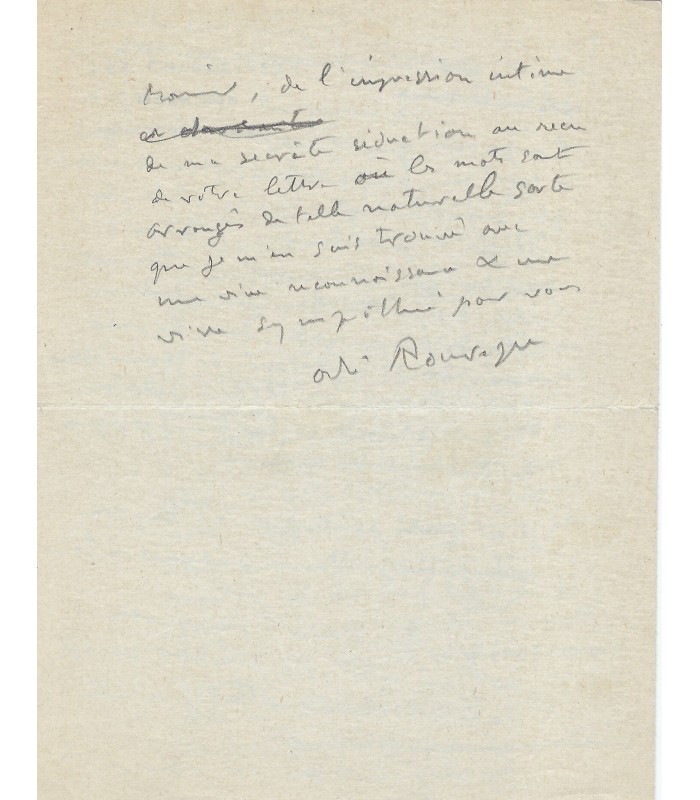 ROUVEYRE André. Ecrivain, journaliste. Ami de Matisse et d'Apollinaire. Lettre autographe, 21 mars 1924 (Réf. E 10670)