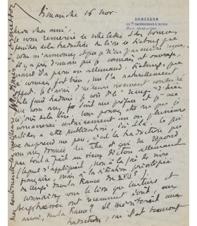 ORMESSON Wladimir Lefèvre d'. Diplomate, écrivain, journaliste. Président de l'ORTF. 2 lettres autographes à Grasset (1930)