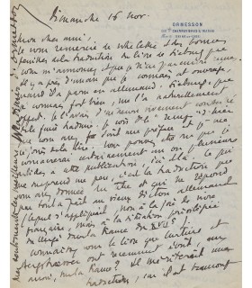 ORMESSON Wladimir Lefèvre d'. Diplomate, écrivain, journaliste. Président de l'ORTF. 2 lettres autographes à Grasset (1930)