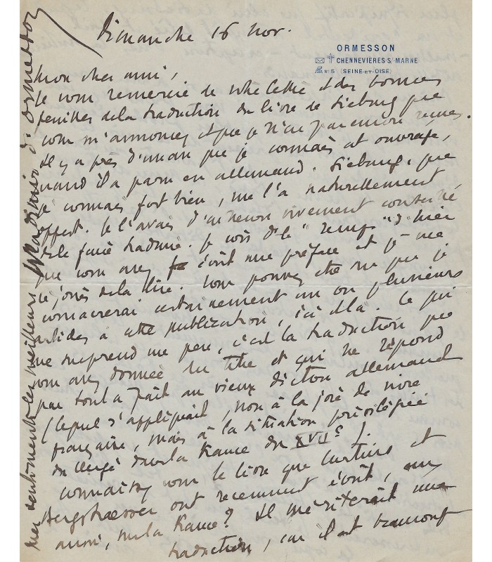 ORMESSON Wladimir Lefèvre d'. Diplomate, écrivain, journaliste. Président de l'ORTF. 2 lettres autographes à Grasset (1930)