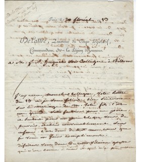 DELATTRE François Pascal, Baron. Député de la Somme. Lettre autographe 1805 (Réf. E 10657)