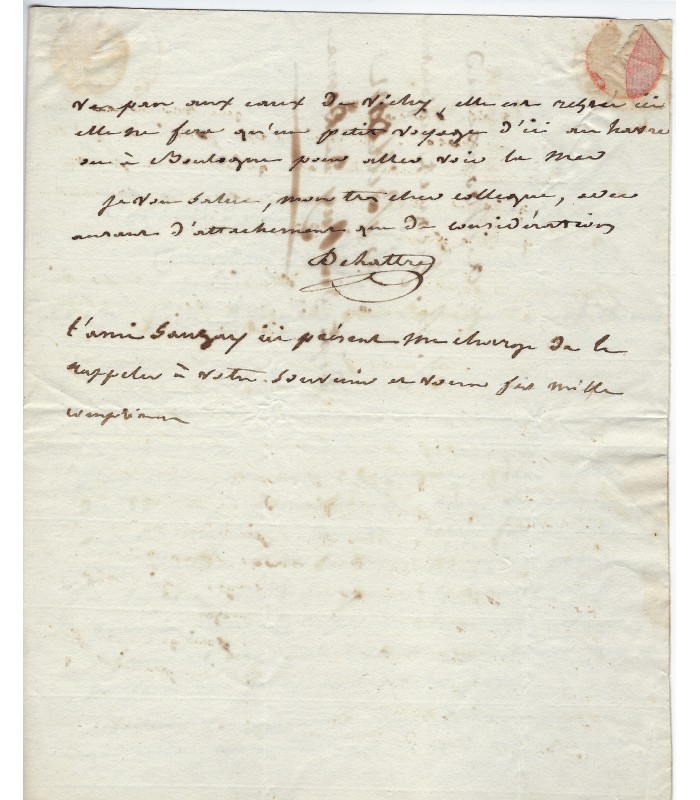 DELATTRE François Pascal, Baron. Député de la Somme. Lettre autographe 1805 (Réf. E 10657)