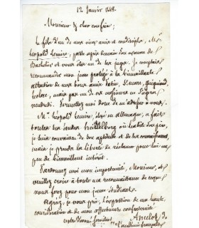 ANCELOT Jacques François. Ecrivain. Lettre autographe, 1848 (Réf. E 10568)