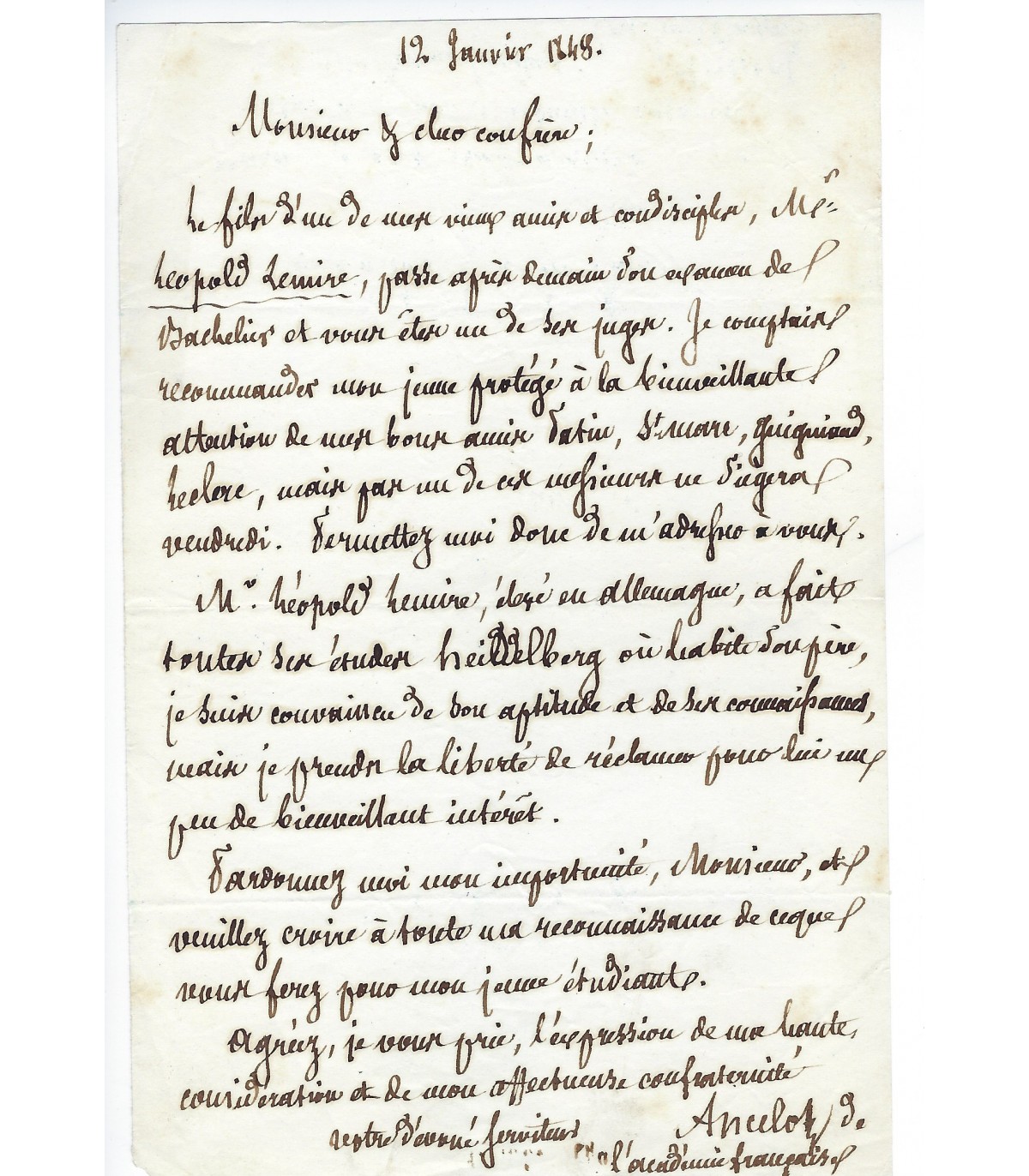 ANCELOT Jacques Fran ois Ecrivain Lettre Autographe 1848 R f E 10568 