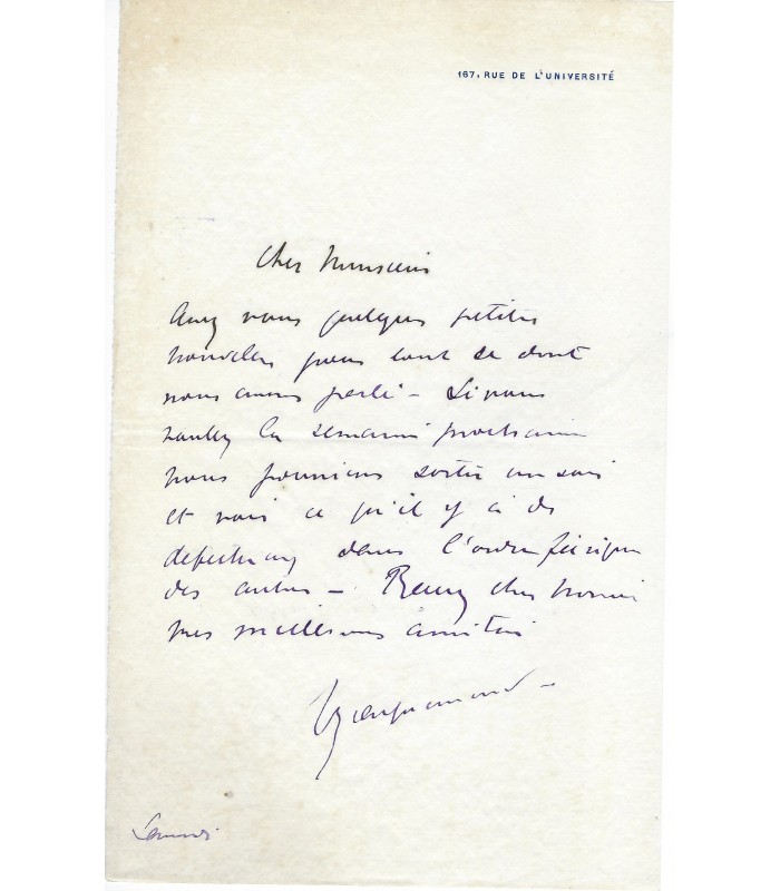 BRACQUEMOND Félix. Aquafortiste, lithographe. Directeur de la Manufacture de Sèvres. Lettre autographe à Guillemot (Réf. G 180)