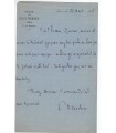 BRUNETIERE Ferdinand. Critique littéraire, à la Revue des Deux Mondes. Billet autographe, 1883 (Réf. E 10575)