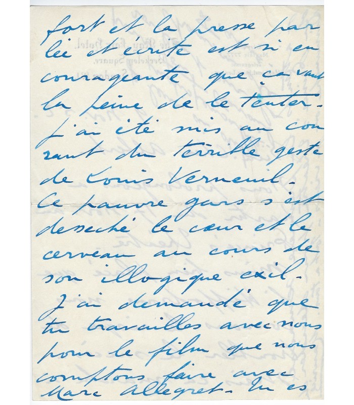 CHEVALIER Maurice. Chanteur de music-hall. Lettre, Carte postale et Billet autographes à Willemetz (années 1950-60)