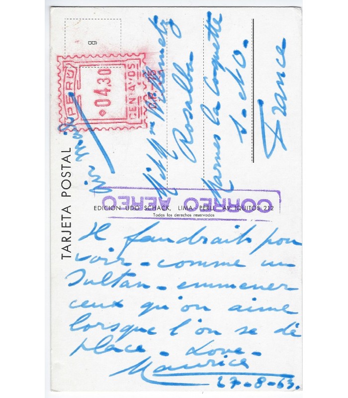 CHEVALIER Maurice. Chanteur de music-hall. Lettre, Carte postale et Billet autographes à Willemetz (années 1950-60)