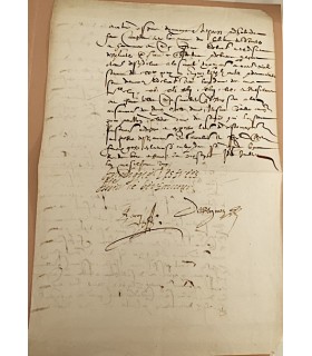ESTREES Angélique d'. Abesse de Maubuisson. Soeur de Gabrielle d'Estrées. Pièce Signée, juillet 1601 (Réf. G 968)