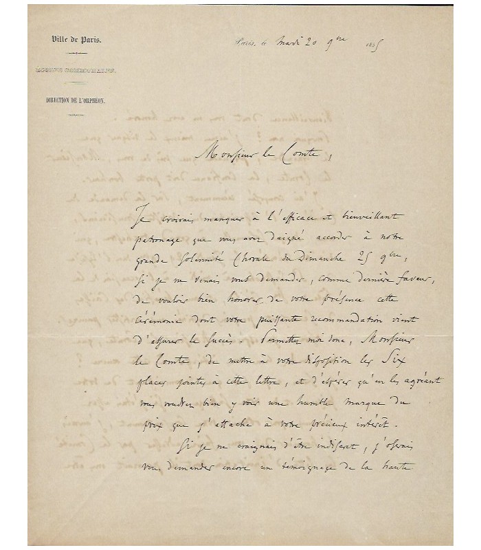 GOUNOD Charles. Compositeur. Lettre autographe, 20 novembre 1855 (Réf. G 3547)