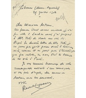 LAPARRA Raoul. Compositeur. prix de Rome. Lettre autographe à Astruc, juillet 1908 (Réf. G 975)