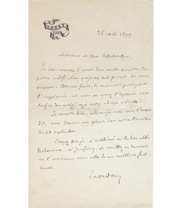 LAVEDAN Henri. Journaliste, auteur dramatique. 6 lettres autographes (vers 1898) (Réf. 10569)