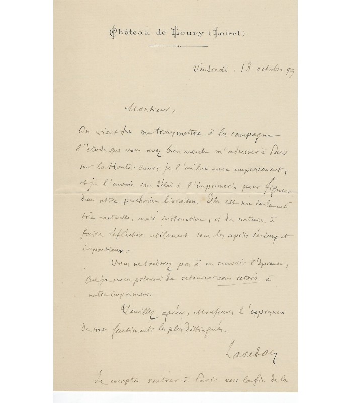 LAVEDAN Henri. Journaliste, auteur dramatique. 6 lettres autographes (vers 1898) (Réf. 10569)