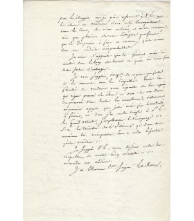 LE ROUX Doyen de la faculté de Médecine de Paris. Lettre autographe au général Clarke, 1814