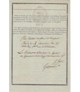 LINDET Jean-Baptiste Robert. Conventionnel. Membre du Comité de Salut public. Pièce imprimée signée, datée 1794 (Réf. E 10663)