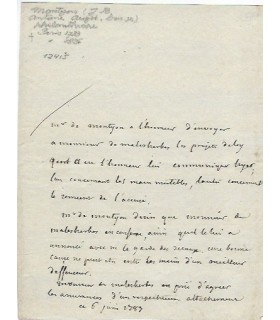 MONTYON Jean-Baptiste, baron de. Avocat, conseiller d'Etat. Philanthrope. Lettre autographe (G 34)